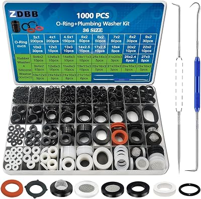 ZDBB 1000 Pcs O Ring Kit and Washers Assortment 18 Sizes Plumbing Gasket