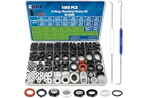 ZDBB 1000 Pcs 18 Size O Ring Kit+18 Size Rubber Washers Assortment Kit for Plumbing Faucet Water Pipe Garden Hose Washers Shower Heads Gasket Repair and Air or Gas Connections