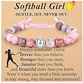 OAVOOK Softball Gifts: Girls Softball Bracelets, Pink, 7"-11" (Adjustable), Perfect for Teen Girls, Daughter, Granddaughter, Coach, Team Gifts