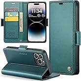 Rerzoiro for iPhone 14 Pro Case, Premium PU Leather Wallet Case Flip Cover with [RFID Blocking][Card Holder][Stand Function] Shockproof Protective for iPhone 14 Pro 6.1 inch, Blue-Green