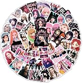 50pcs Cute Blackpink Stickers, Singer Waterproof Vinyl Decals for Teens Girls Laptop Phone Guitar Luggage Water Bottles Notebook Journal Skateboard (Black)
