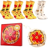 Jspupifip 4 Pairs Funny Pizza Socks Box Pizza Lovers Gifts Novelty Food Socks for Men Women Teen Father's Day Birthday Gifts Christmas Stocking Stuffers