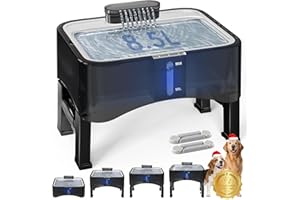 UPSKY 2.25Gal Elevated Dog Water Fountain, 4 Heights Adjustable Pet Fountain for All Dog Sizes, 304 Stainless Steel Tray Indoor Cat Drinking Dispenser with Ultra-Quiet Pump & 2 Replacement Filters