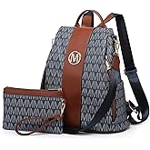 MKP COLLECTION Women Fashion Backpack Purse Multi Pockets Anti-Theft Rucksack Travel Shoulder Bag Handbag Set 2pcs
