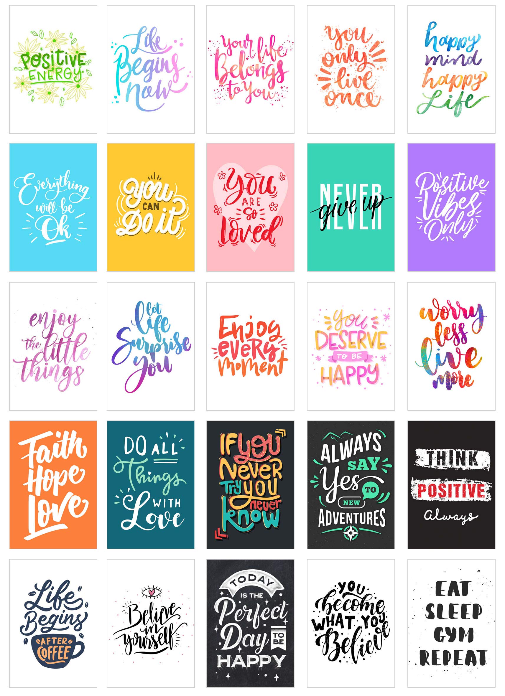 Edition Seidel 25 x Postcards with Sayings - Gift Cards - Gift - Decoration Idea, Love, Friendship, Life, Motivation, Birthday Cards