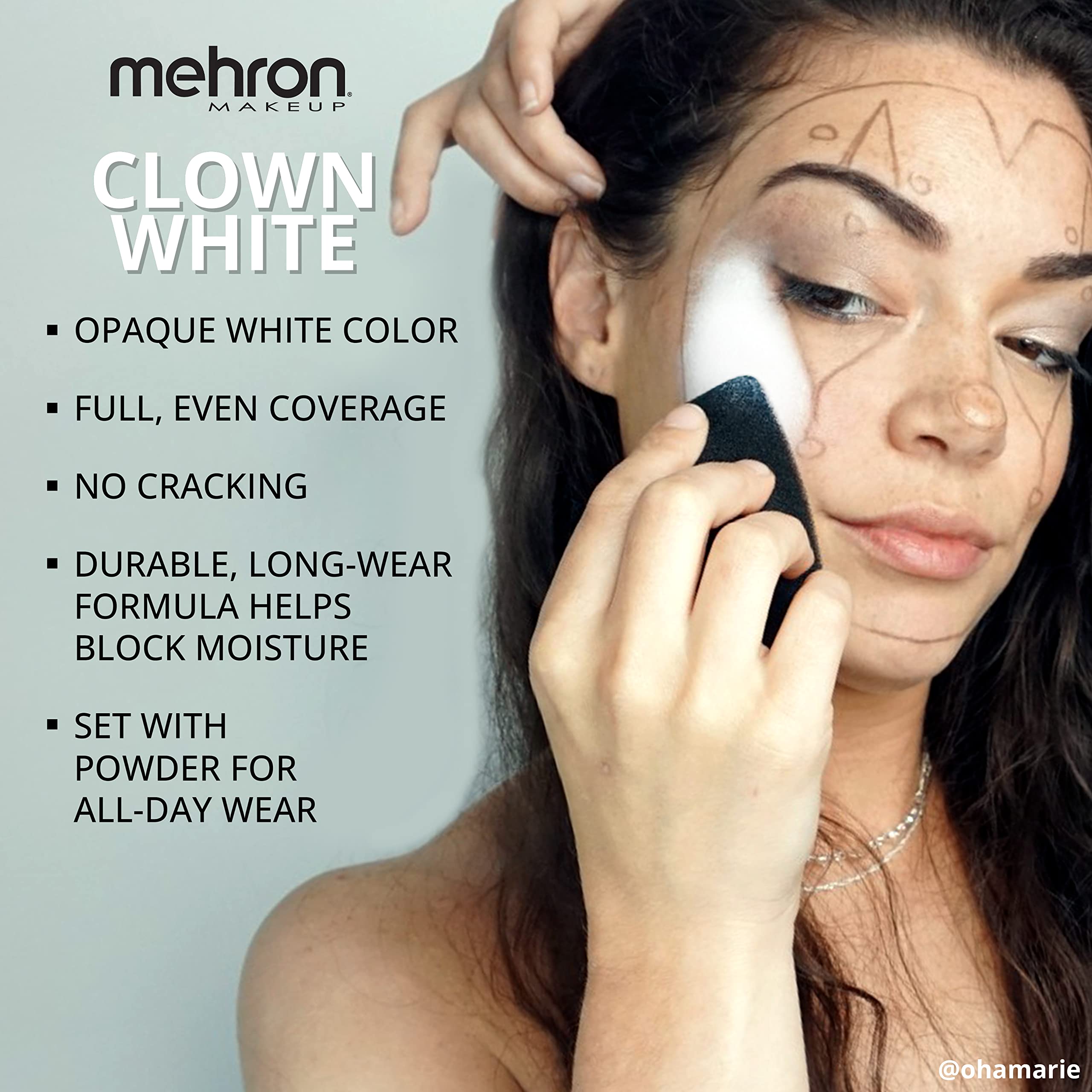 Mehron Makeup Clown White Professional Face Paint Cream Makeup | White Face Paint for Stage, Film, Cosplay, & Mime | Halloween Clown 2.25 oz (65g)