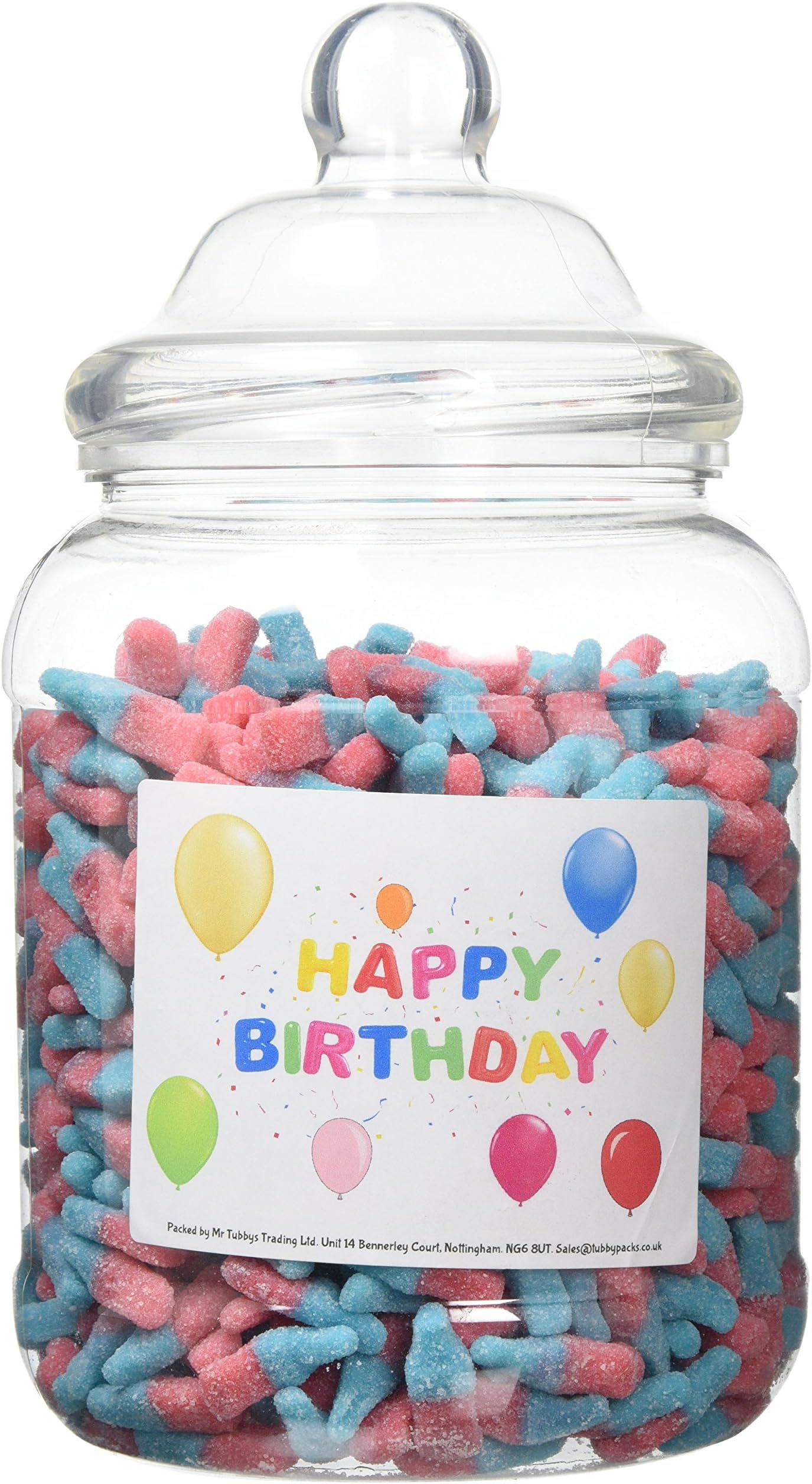 Mr Tubbys Fizzy Blue Bottles in Happy Birthday Labelled Jar, Large, 1500 g