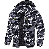 MAGCOMSEN Men's Winter Coats Water Resistant Ski Snow Jacket Warm Fleece Jacket Parka Raincoats With Hood Multi-Pockets