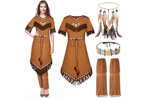 Jadive Women Native American Outfits Set Maiden Princess Dress up Indian Costume
