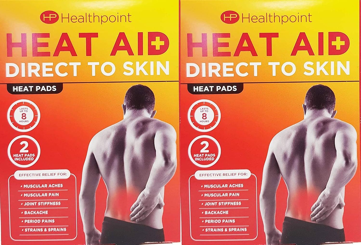 Healthpoint Heat Aid Direct to Skin Heat Pads for Aches Pain, Stiffness, Backache, Period Pains. Strains & Sprains Twin Pack