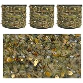 CHENURORA Artisanal Yarn Collection Multifiber Fancy Yarn with Sequins &amp; Shimmering Threads for Knitting Crocheting Crafts DIY, Set of 3 Rolls (Forest Moss)