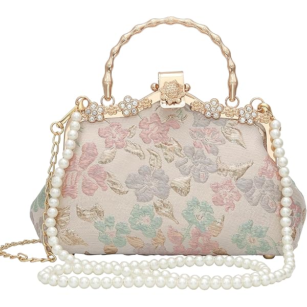 Borsa Donna Stile Cinese Con Ricamo Orchidea | Clutch Con Catena Rimovibile | Jacquard Elegante | Per Serate E Eventi