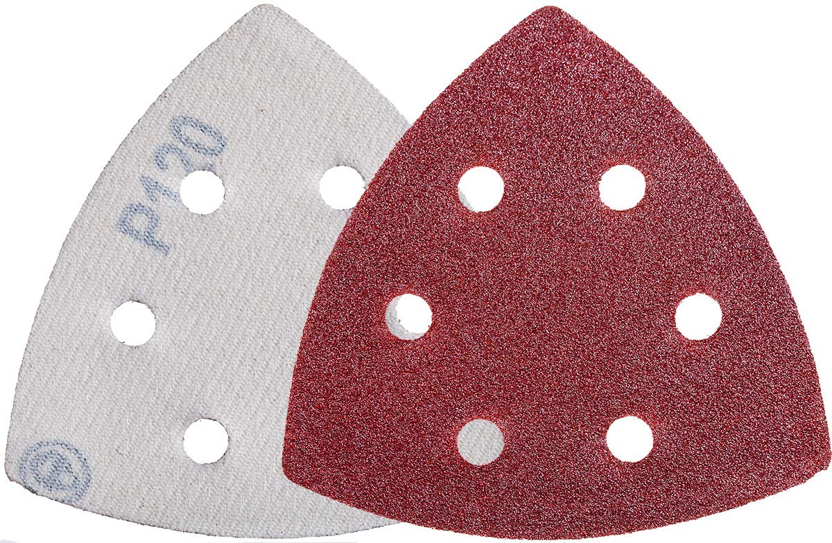 YoiYee 150 Grit Delta Sanding Sheet, Hook and Loop Triangle Sandpaper Pad, Sand Paper Disk, 6 Holes, 93 x 93 x 93mm, 20 Pack — image 1
