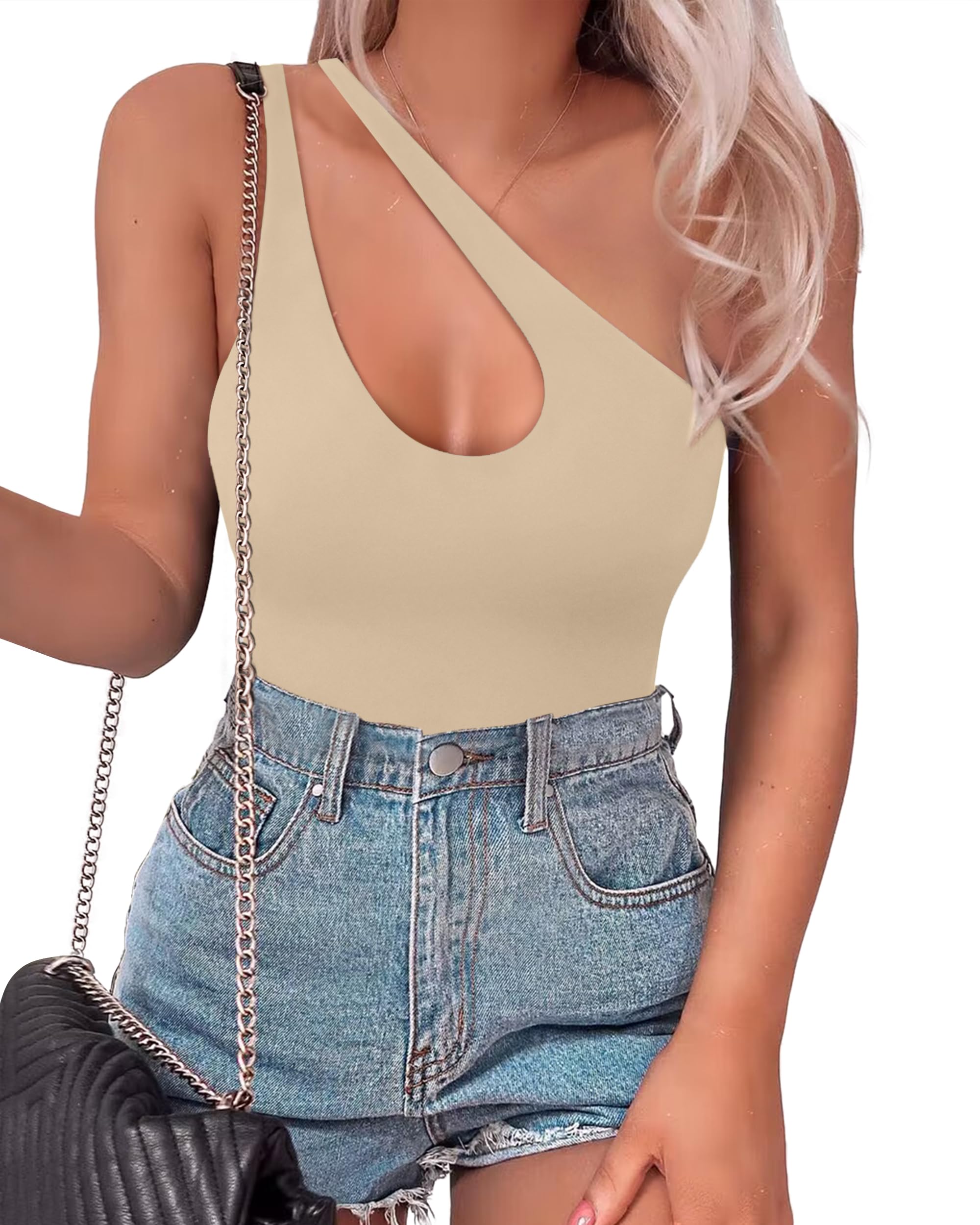 SAUNGKUAI Women's Sexy One Shoulder Sleeveless