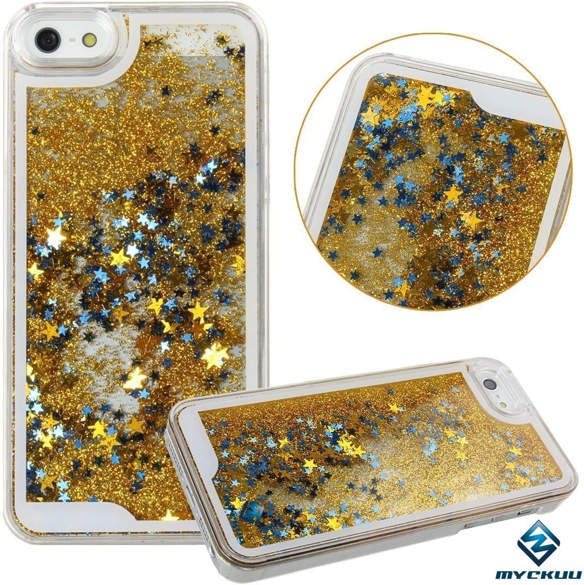 iPhone 6s case,iphone 6 case, Liujie Liquid, Cool Quicksand Moving Stars Bling Glitter Floating Dynamic Flowing Case Liquid Cover for Iphone 6 (gold+blue)