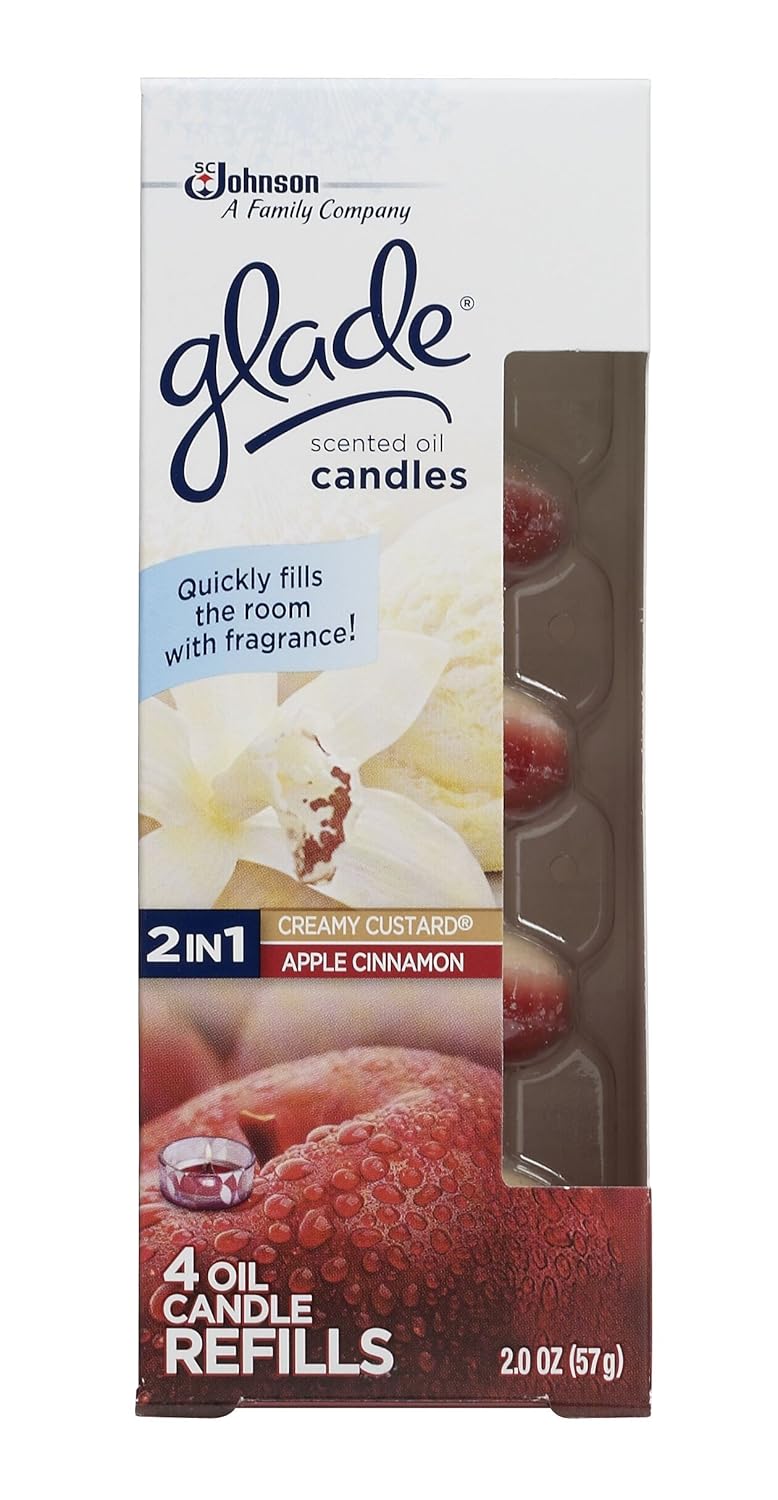 Glade Scented Oil Candle, 2 In 1 Refills, Creamy Custard