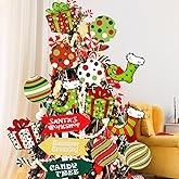 12 Pcs Large Christmas Tree Decorations Red Green Christmas Indoor Tree Picks Ornaments Double Sided Peppermint Lollipop Picks Xmas Hanging Decorations for Porch Yard Outdoor Home Decor