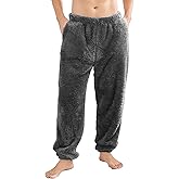 PJGGZ Mens Fleece Pajama Pants, Winter Warm Fuzzy Lounge Bottoms Long Soft Plush Fluffy Pj Pants with Pockets
