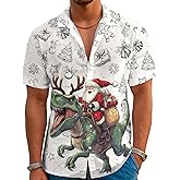 REVENEVER Funny Hawaiian Shirts for Men Short Sleeve Button Down Casual Shirts Summer Tropical Beach Shirt