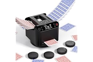 INNCNN 2-in-1 Automatic Card Shuffler and Dealer Machine with 4 Remotes for 1-2 Decks, USB-C Rechargeable, Supports 1-12 Players, Programmable, for Poker, UNO, Blackjack, Texas Holdem
