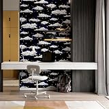 Arthouse Stars and Clouds Navy Wallpaper 923907 Nursery Kids Room view 4
