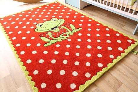 Amazon De Kinder Teppich Oskar Der Frosch Garden Punkte Rot