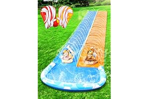 JOYIN 22.5ft Water Slides and 2 Bodyboards, Lawn Water Slide Summer Slip Waterslides Water Toy with Build in Sprinkler for Ba