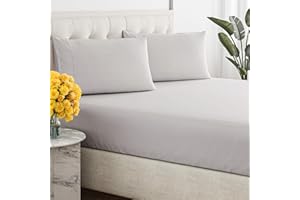 Sleepy Town Queen Size Bed Sheets - 3 Piece - NO Flat Sheet Included - Queen Sheet Set - Soft, Comfy & Cooling - Easy Care - Wrinkle & Fade Free - Brushed Microfiber - Deep Pocket Sheets (Light Grey)