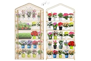 Purlyu Garden 50% Extra Wide Mini Greenhouse 5 Tier Portable Plant Green House 40 in Wide -Sturdy Gardening Shelves with PE Cover & Roll-Up Zipper Door-19″W. x 40″L. x63″H(PLGH1005OWP)