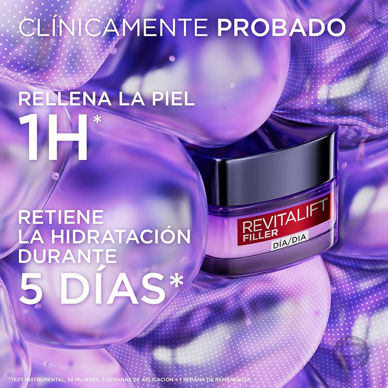 L'oréal paris revitalizing anti-aging revitalift filler, antirrugas e volume filling day cream, com ácido hialurônico concentrado, acabamento não oleoso, 50 ml