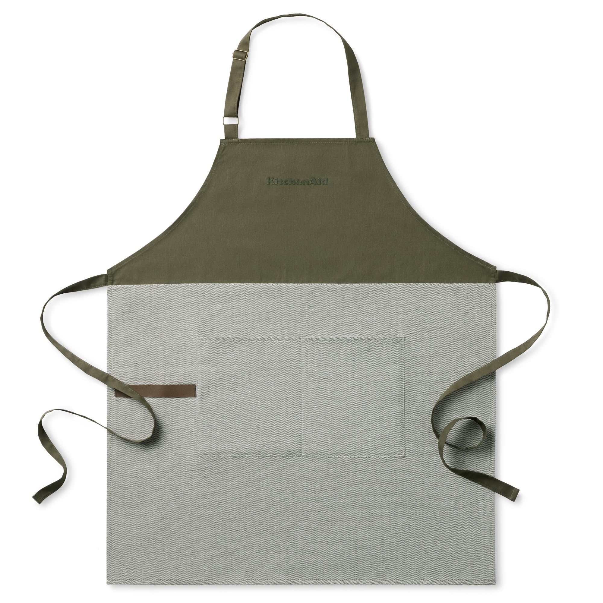 Photo 1 of KitchenAid Evergreen Design Series Herringbone Apron, 100% Cotton, Adjustable Straps, 32"x28", Deep Forest Green