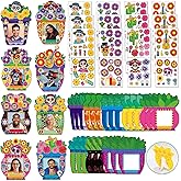 Day Of The Dead Decorations - Day Of The Dead DIY Paper Photo Frames Set Mexican Sugar Skull Flower Stickers Picture Frames, for Day Of The Dead Wall Hanging Decor or Tabletop Display Mexican Fiesta