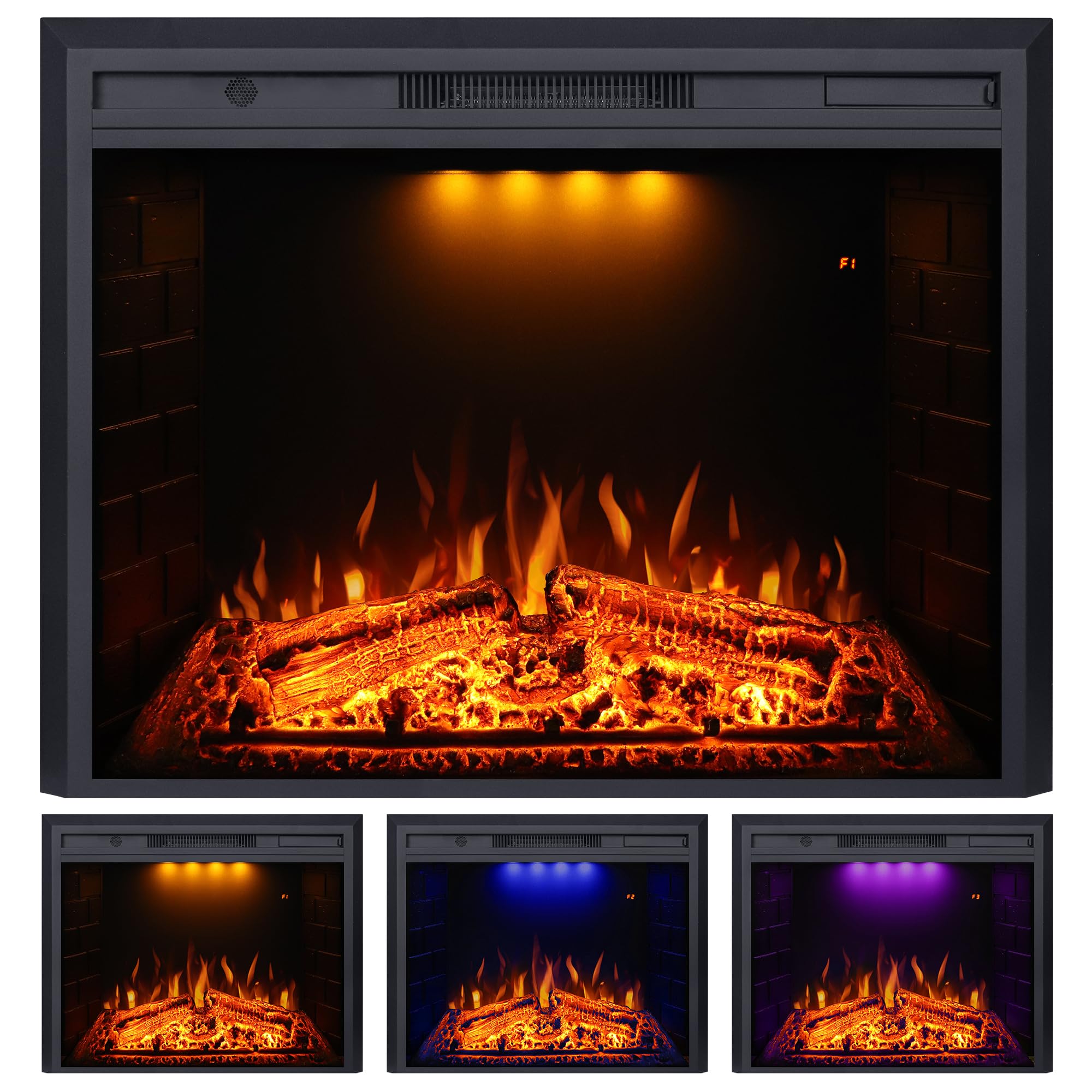 Photo 1 of Valuxhome Electric Fireplace, 36 Inches Fireplace Insert with Overheating Protection, Fire Crackling Sound, Remote Control, 750/1500W, Black