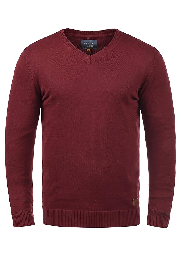 Blend Lasse Herren Strickpullover Feinstrick Pullover Mit V-Ausschnitt Und Melierung
