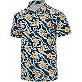 Funny Golf Shirts for Men Dry Fit Short Sleeve Print Mens Golf Polo Shirts for Men