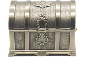 AVESON Rectangle Vintage Metal Treasure Chest Trinket Jewelry Box Gift Box Ring Case for Girls Ladies Women, Medium, Bronze
