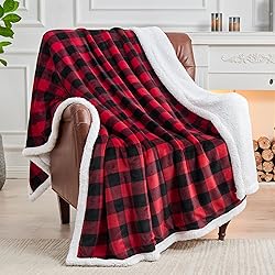 BEDELITE Sherpa Fleece Blanket - Black and Red