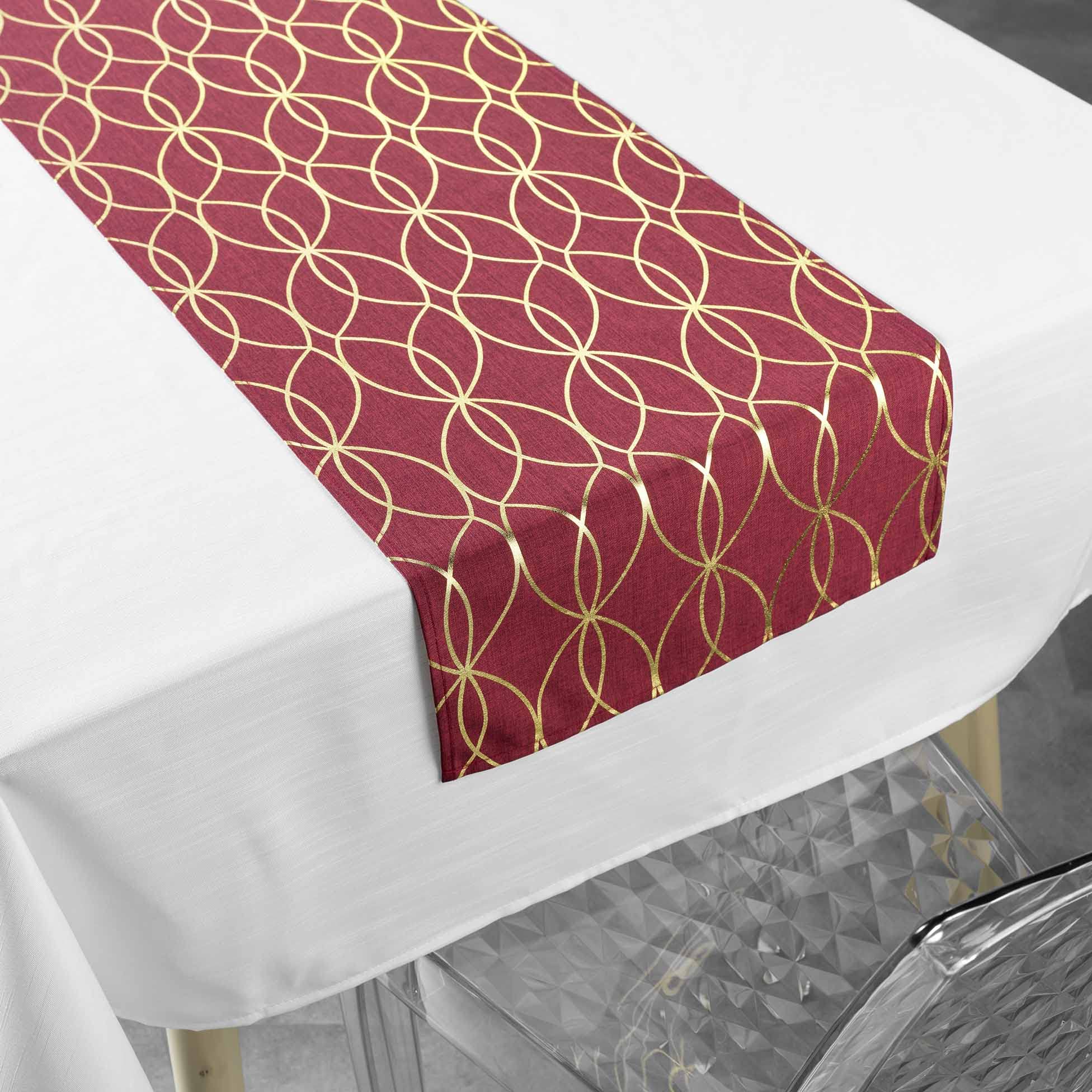Douceur d'Intérieur, Tablecloth with table runner 140 x 250 cm/35 x 140 cm, white/red/gold, polyester, Elipsa