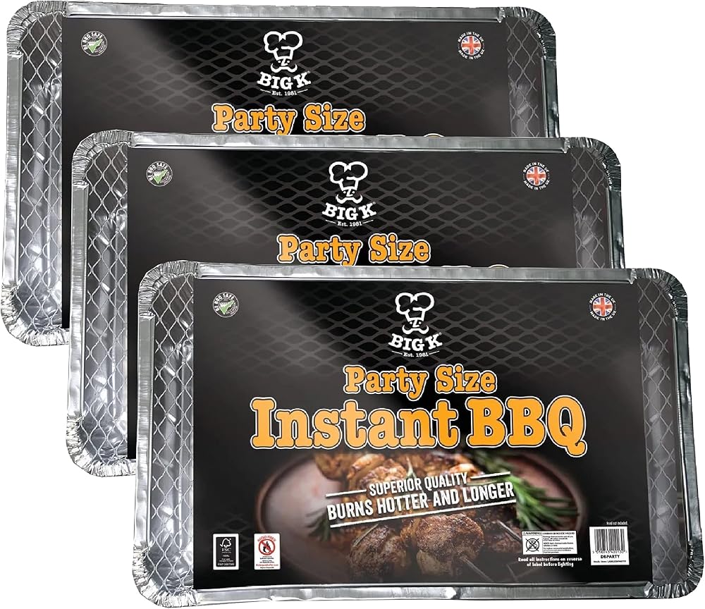 Topline Big K Disposable Instant Light BBQ Tray Pack of 3 Party Size
