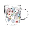 Cypress Home Summer Bloom 12 oz Artisan Double-Wall Glass Coffee or Tea Café Cup in Coordinating Gift Box - 4.75”W x 4"D x 4.5"H