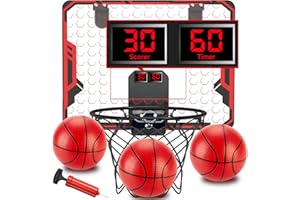 Figbush Basketball Hoop Indoor for Kids(4-12 Years Old), Over The Door Basketball Hoop with Scoring, Countdown and Music Accompaniment, Christmas Toys