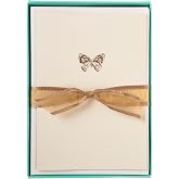 Graphique Butterfly La Petite Presse Boxed Notecards - 10 Embossed Cards | Gold Foil Blank Notecards with Envelopes and Keepsake Box for Thank You Notes, Weddings, Gifts, and Greetings, 3.25" x 4.75"