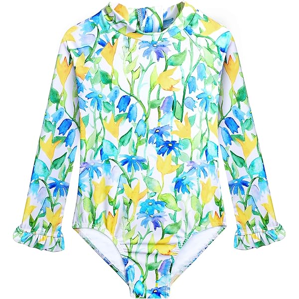 Baby Girl Long Sleeve One Piece Swimsuit - Ruffle Butt Bathing Suit With Fruit Print