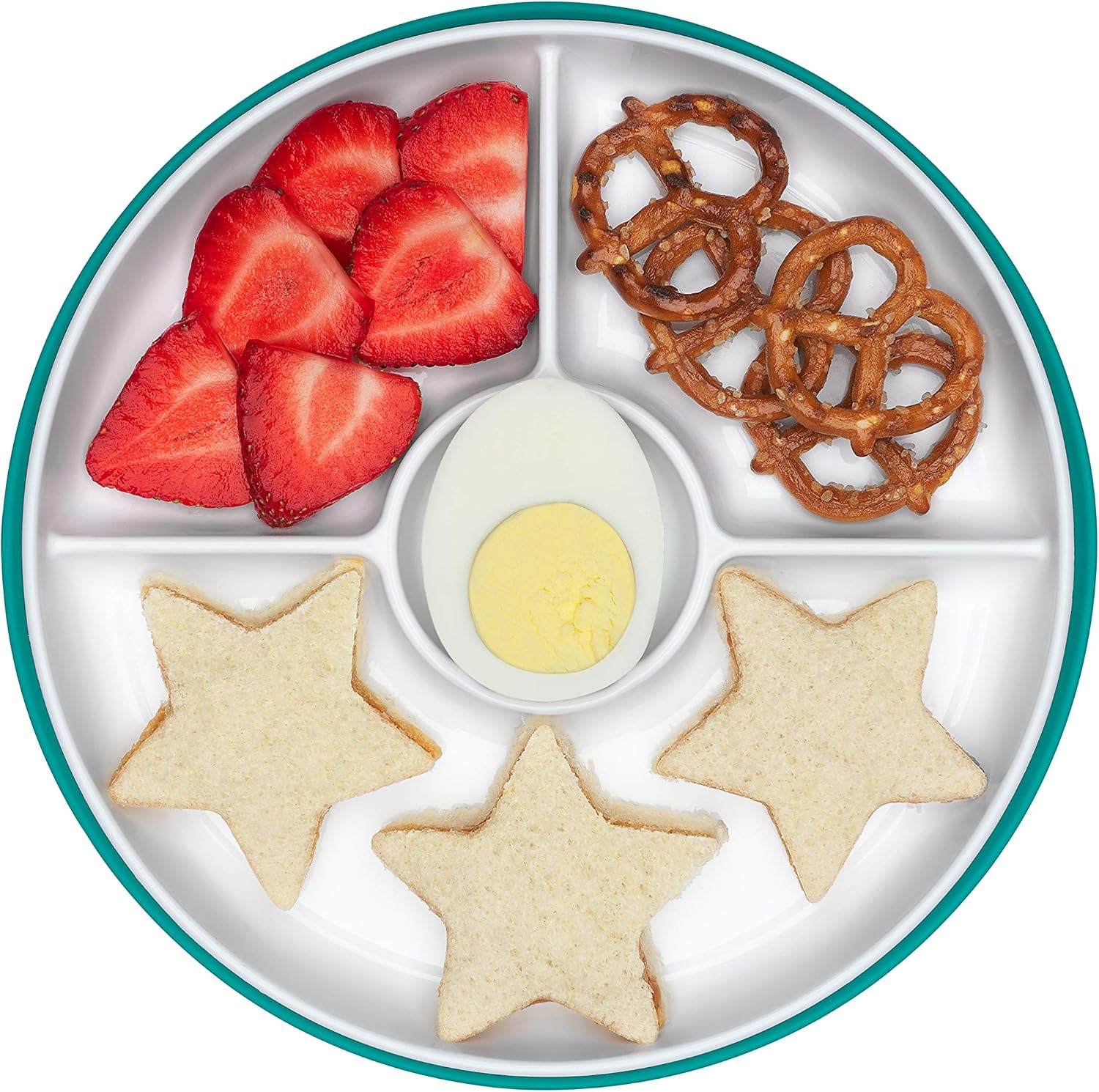 OXO Tot Stick & Stay Stay Put Suction Divided Plate - Teal - Image 4