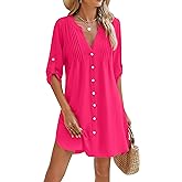 BMJL Women Beach Cover Ups V Neck Button Down Swimsuit Coverup Swimwear Bathing Suit Cover Up 2026