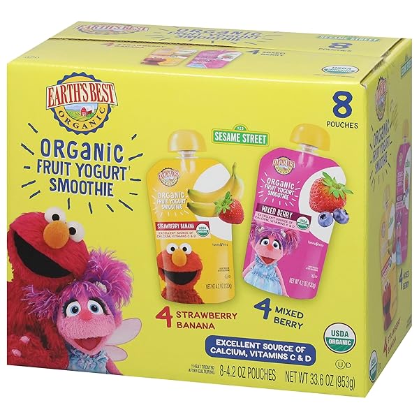 EARTH’S BEST SESAME STREET SMOOTHIE VARIETY PACK, 33.6OZ (PACK OF 8)