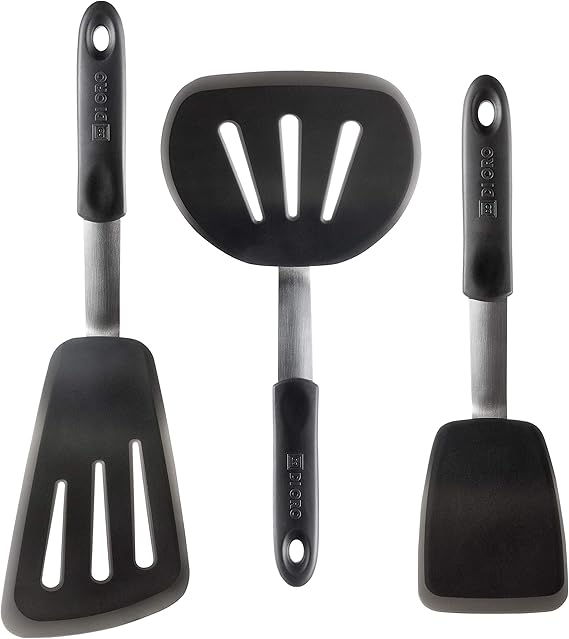 DI ORO Chef Series 3Piece Silicone Turner Spatula Set 600ºF Heat
