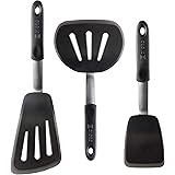 Di Oro Chef Series 3-Piece Silicone Turner Spatula Set - 600F Heat-Resistant Flexible Rubber Silicone Spatulas - Silicone Coo