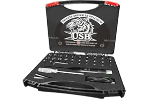 RAOUOEN USB Rechargeable Laser Bore Sight Professional Green Bore Sight Laser Kit with 32 Adapters fit 0.17 to 12GA Calibers, Multiple Caliber Laser Bore Sighter Laser Boresighter for Rifles Pistols Handgun