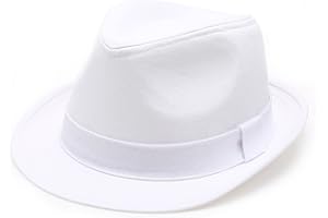 MIRMARU Classic Trilby Short Brim 100% Cotton Twill Fedora Hat with Band